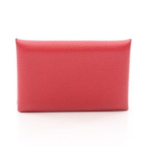 Hermes Coin Case Calvi Roux Casac Leather Rouge Kazak Red